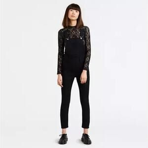 Levi's Women's Skinny Side Zip Denim Overalls Black Size 30 $128 MSRP